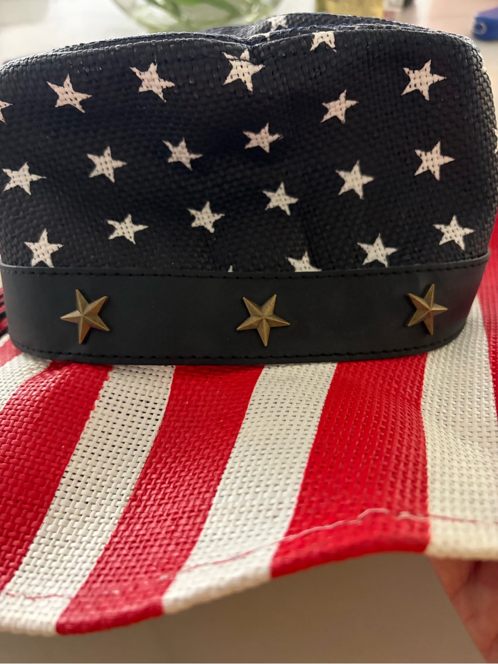 Perfect for the 4th!! Patriotic USA Stars & Stripes Straw Cowboy hat - Picture 2 of 6